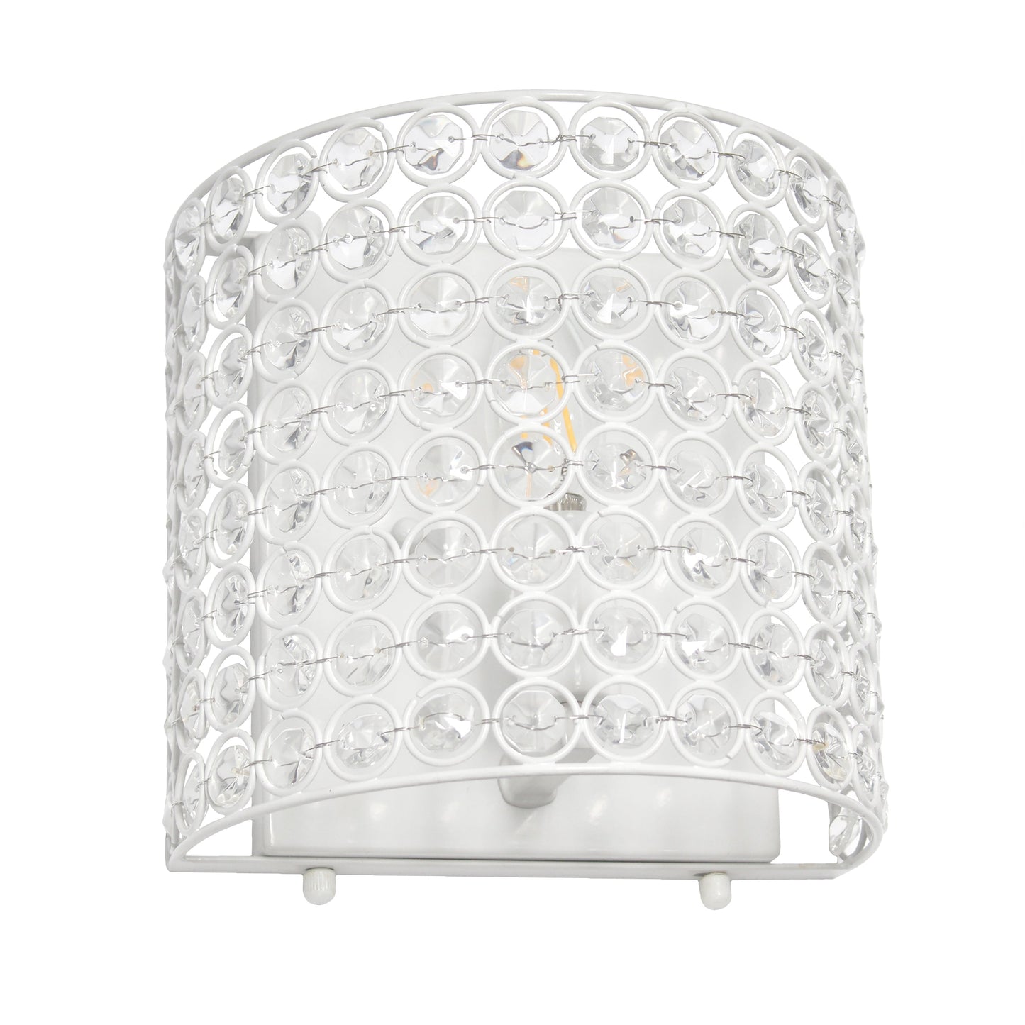 All The Rages Lalia Home 8" White Modern Crystal & Metal Wall Sconce