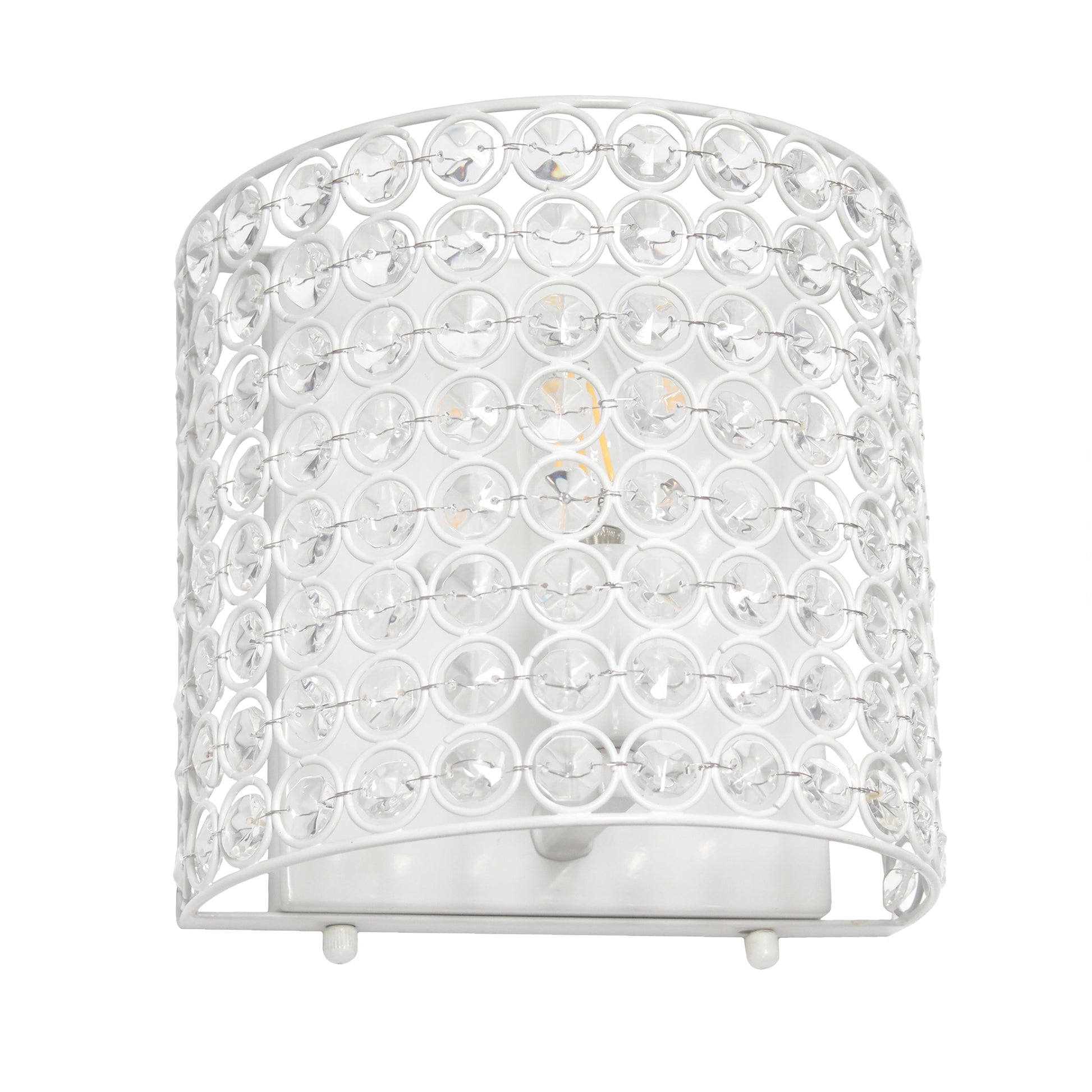 All The Rages Lalia Home 8" White Modern Crystal & Metal Wall Sconce