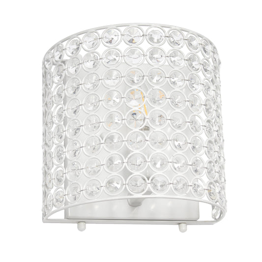 All The Rages Lalia Home 8" White Modern Crystal & Metal Wall Sconce