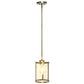 All The Rages Lalia Home 9" Antique Brass Farmhouse Adjustable Hanging Cylindrical Clear Glass Pendant With Metal Accents