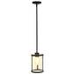 All The Rages Lalia Home 9" Black Farmhouse Adjustable Hanging Cylindrical Clear Glass Pendant With Metal Accents
