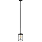 All The Rages Lalia Home 9" Black Farmhouse Adjustable Hanging Cylindrical Clear Glass Pendant With Metal Accents