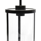 All The Rages Lalia Home 9" Black Farmhouse Adjustable Hanging Cylindrical Clear Glass Pendant With Metal Accents