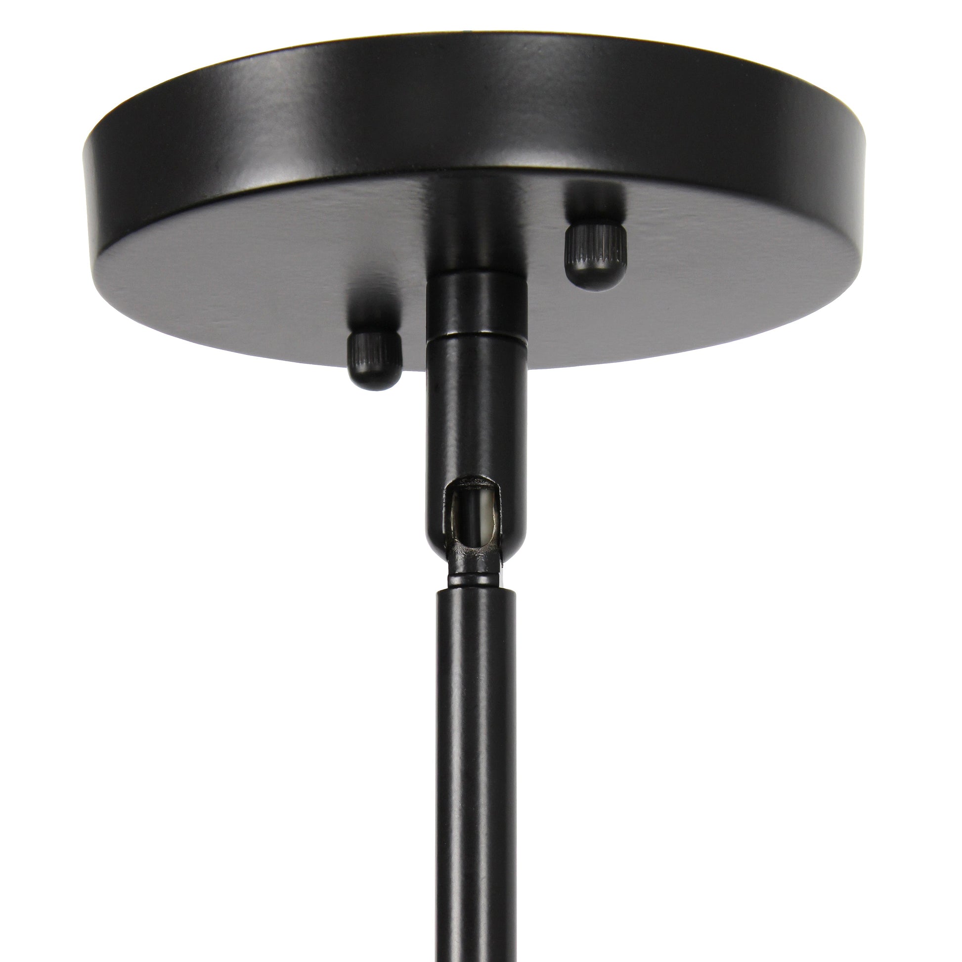 All The Rages Lalia Home 9" Black Farmhouse Adjustable Hanging Cylindrical Clear Glass Pendant With Metal Accents