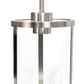 All The Rages Lalia Home 9" Brushed Nickel Farmhouse Adjustable Hanging Cylindrical Clear Glass Pendant With Metal Accents