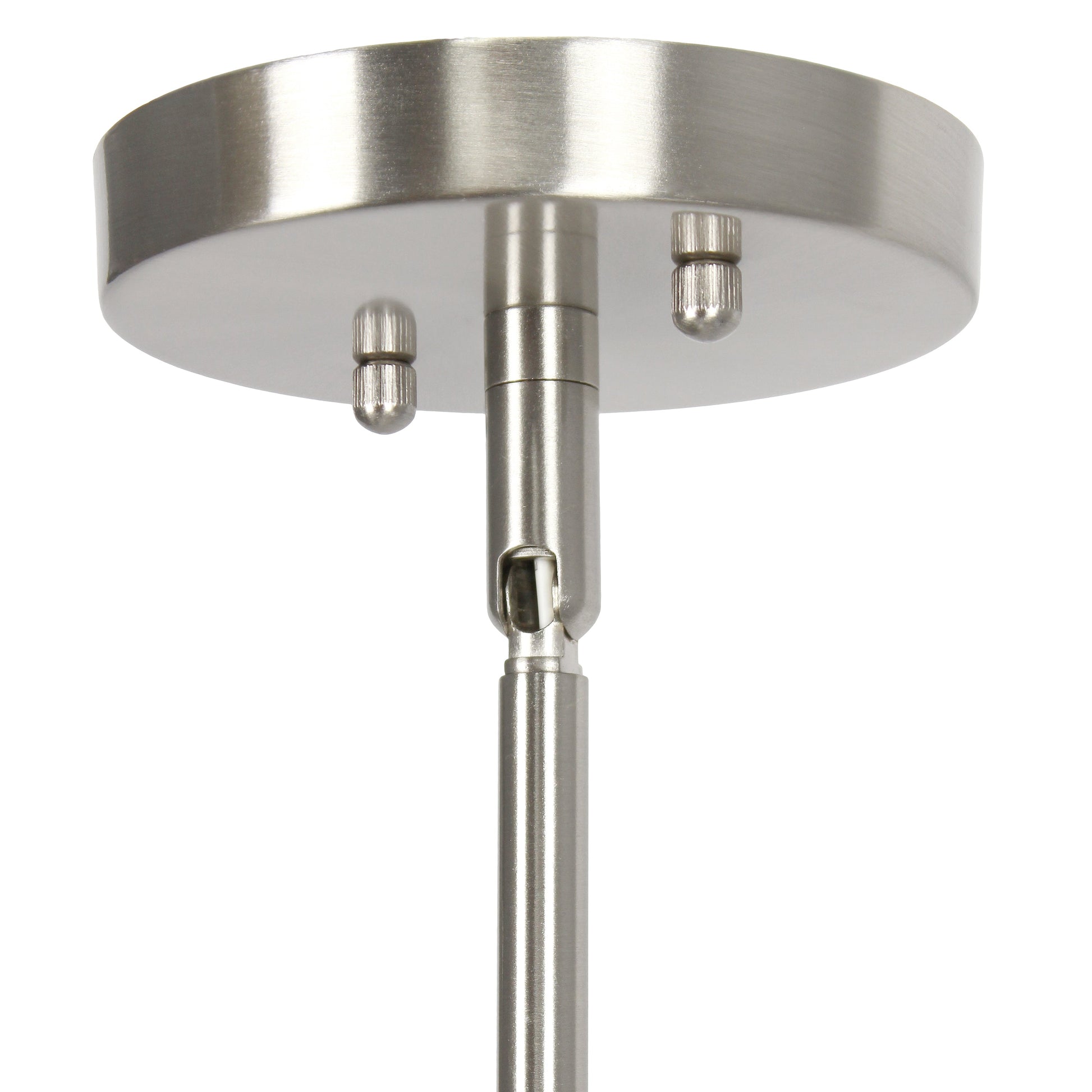 All The Rages Lalia Home 9" Brushed Nickel Farmhouse Adjustable Hanging Cylindrical Clear Glass Pendant With Metal Accents