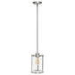 All The Rages Lalia Home 9" Brushed Nickel Farmhouse Adjustable Hanging Cylindrical Clear Glass Pendant With Metal Accents