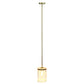 All The Rages Lalia Home 9" Gold Farmhouse Adjustable Hanging Cylindrical Clear Glass Pendant With Metal Accents