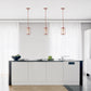 All The Rages Lalia Home 9" Rose Gold Farmhouse Adjustable Hanging Cylindrical Clear Glass Pendant With Metal Accents
