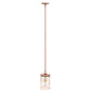 All The Rages Lalia Home 9" Rose Gold Farmhouse Adjustable Hanging Cylindrical Clear Glass Pendant With Metal Accents