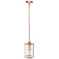 All The Rages Lalia Home 9" Rose Gold Farmhouse Adjustable Hanging Cylindrical Clear Glass Pendant With Metal Accents