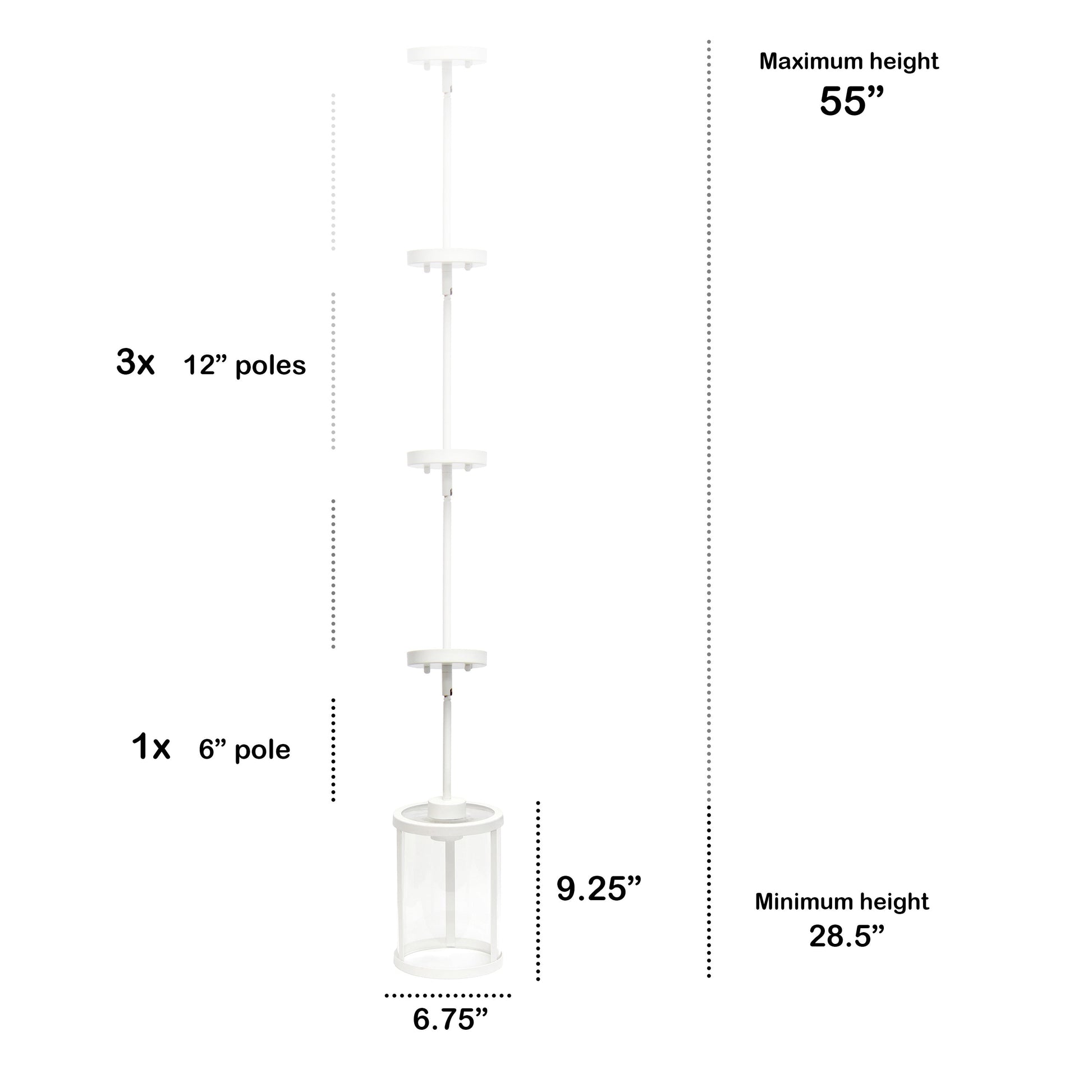 All The Rages Lalia Home 9" White Farmhouse Adjustable Hanging Cylindrical Clear Glass Pendant With Metal Accents