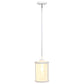 All The Rages Lalia Home 9" White Farmhouse Adjustable Hanging Cylindrical Clear Glass Pendant With Metal Accents