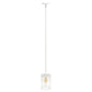 All The Rages Lalia Home 9" White Farmhouse Adjustable Hanging Cylindrical Clear Glass Pendant With Metal Accents