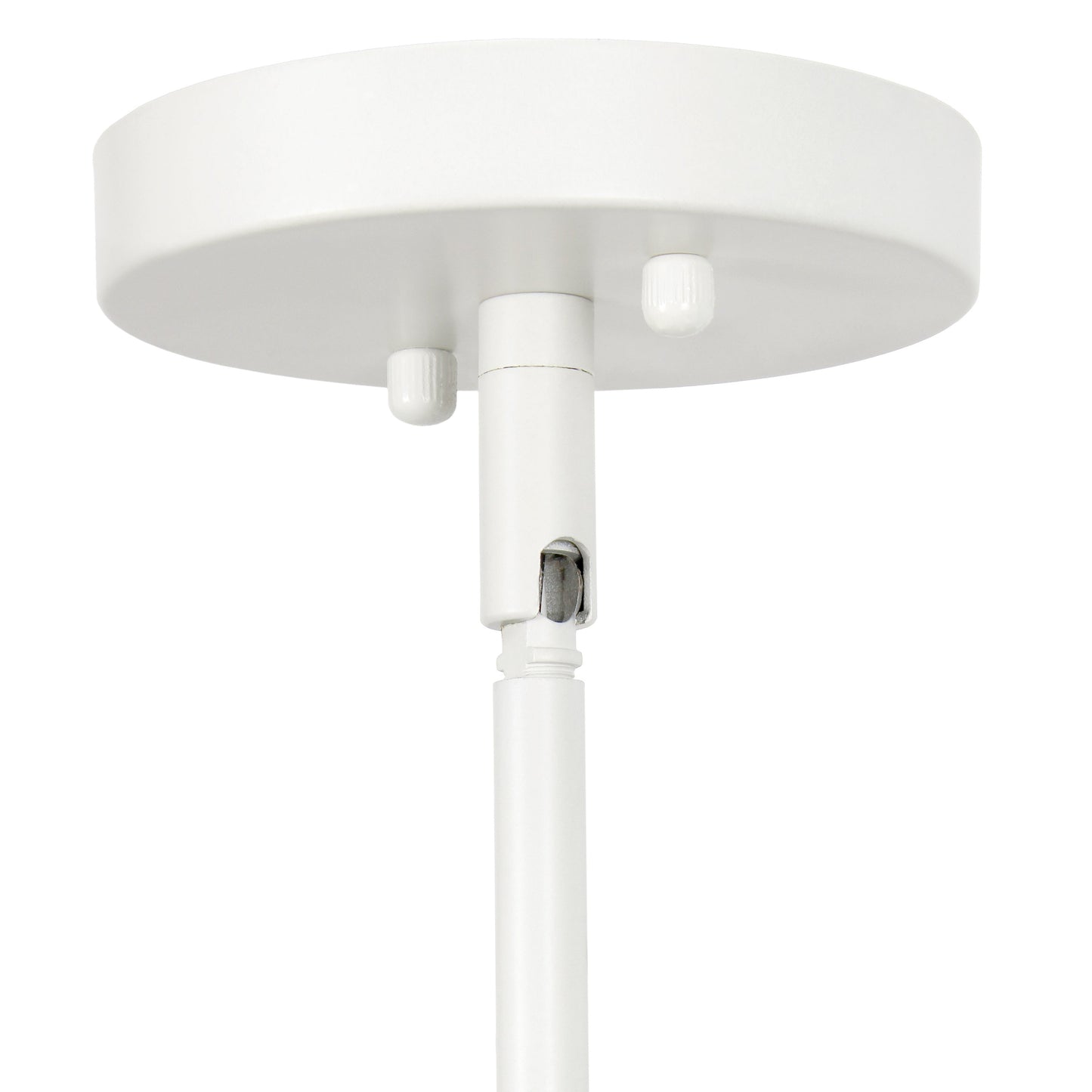 All The Rages Lalia Home 9" White Farmhouse Adjustable Hanging Cylindrical Clear Glass Pendant With Metal Accents