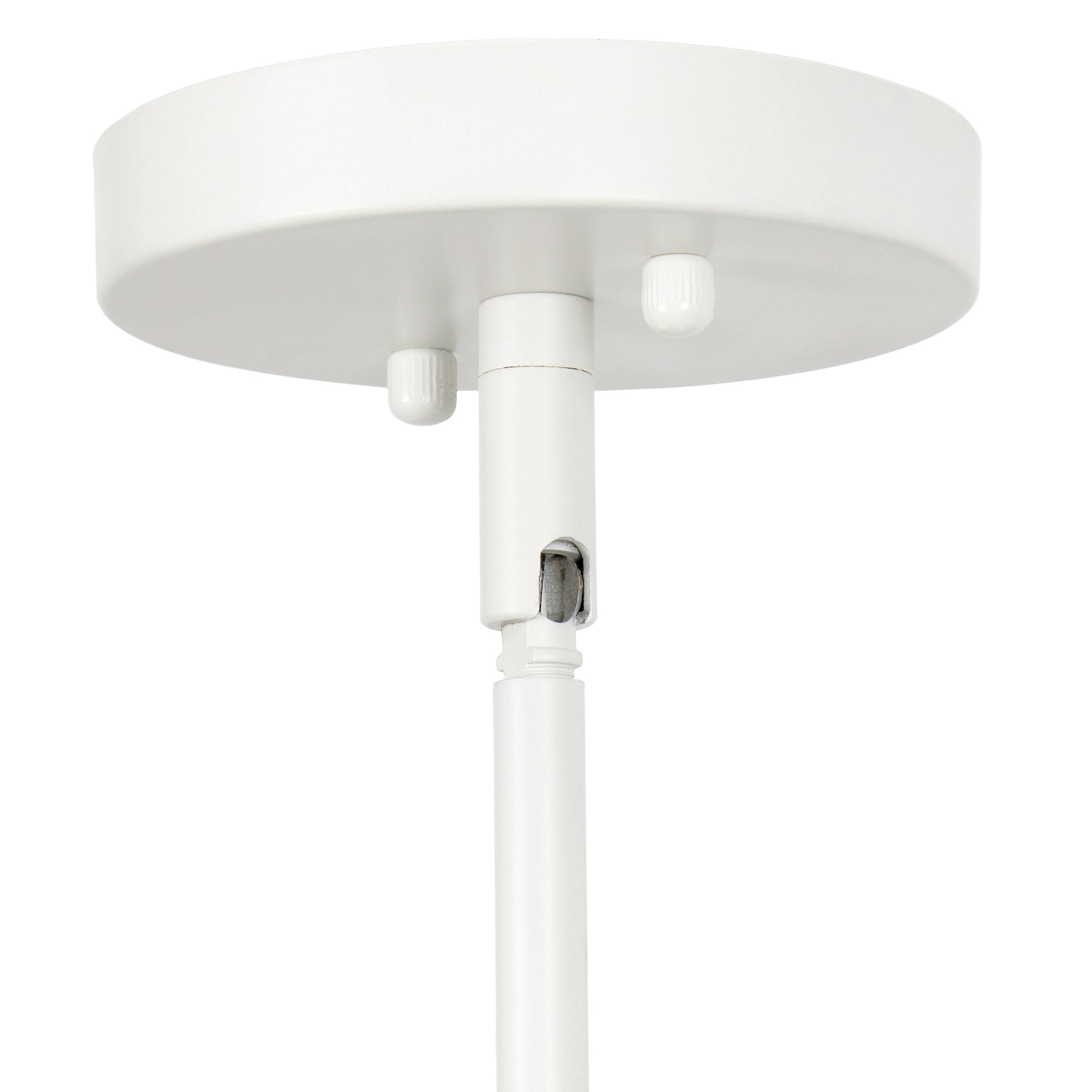 All The Rages Lalia Home 9" White Farmhouse Adjustable Hanging Cylindrical Clear Glass Pendant With Metal Accents