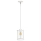 All The Rages Lalia Home 9" White Farmhouse Adjustable Hanging Cylindrical Clear Glass Pendant With Metal Accents