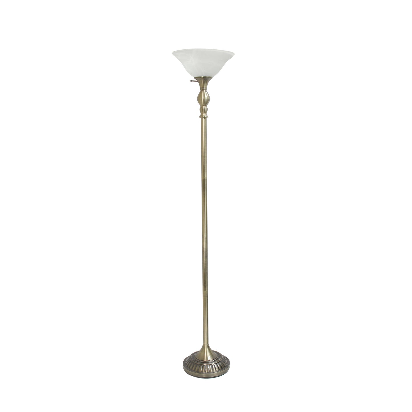 All The Rages Lalia Home Antique Brass 1-Light Classic Torchiere Floor Lamp With Marbleized Glass Shade