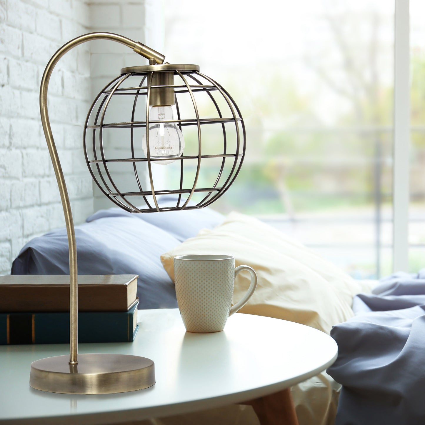 All The Rages Lalia Home Antique Brass Arched Metal Cage Table Lamp