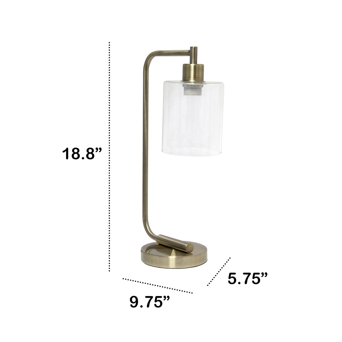All The Rages Lalia Home Antique Brass Iron Table Lamp With Glass Shade