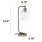 All The Rages Lalia Home Antique Brass Iron Table Lamp With USB Port & Glass Shade