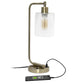 All The Rages Lalia Home Antique Brass Iron Table Lamp With USB Port & Glass Shade
