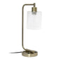 All The Rages Lalia Home Antique Brass Iron Table Lamp With USB Port & Glass Shade