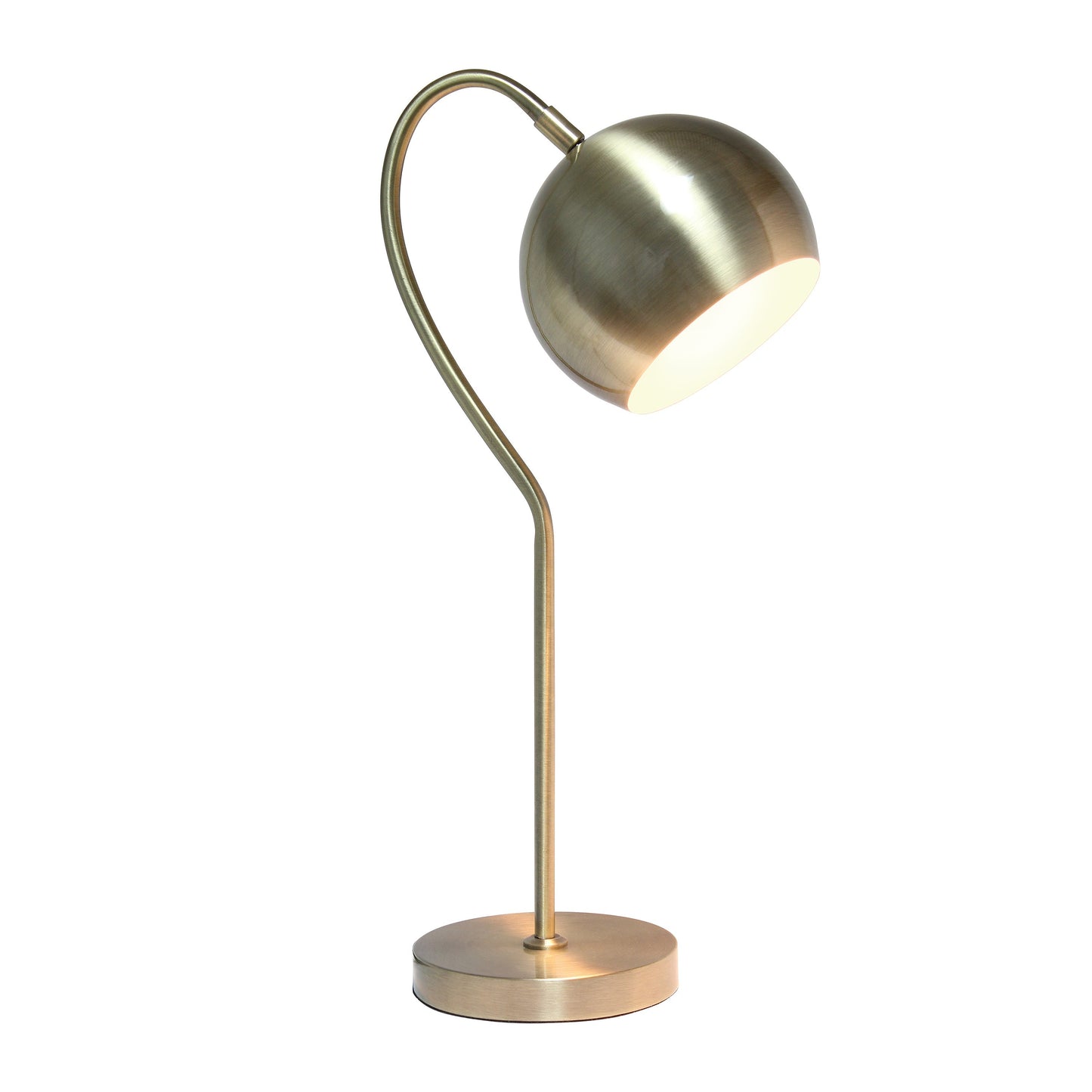 All The Rages Lalia Home Antique Brass Mid Century Curved Table Lamp With Dome Shade