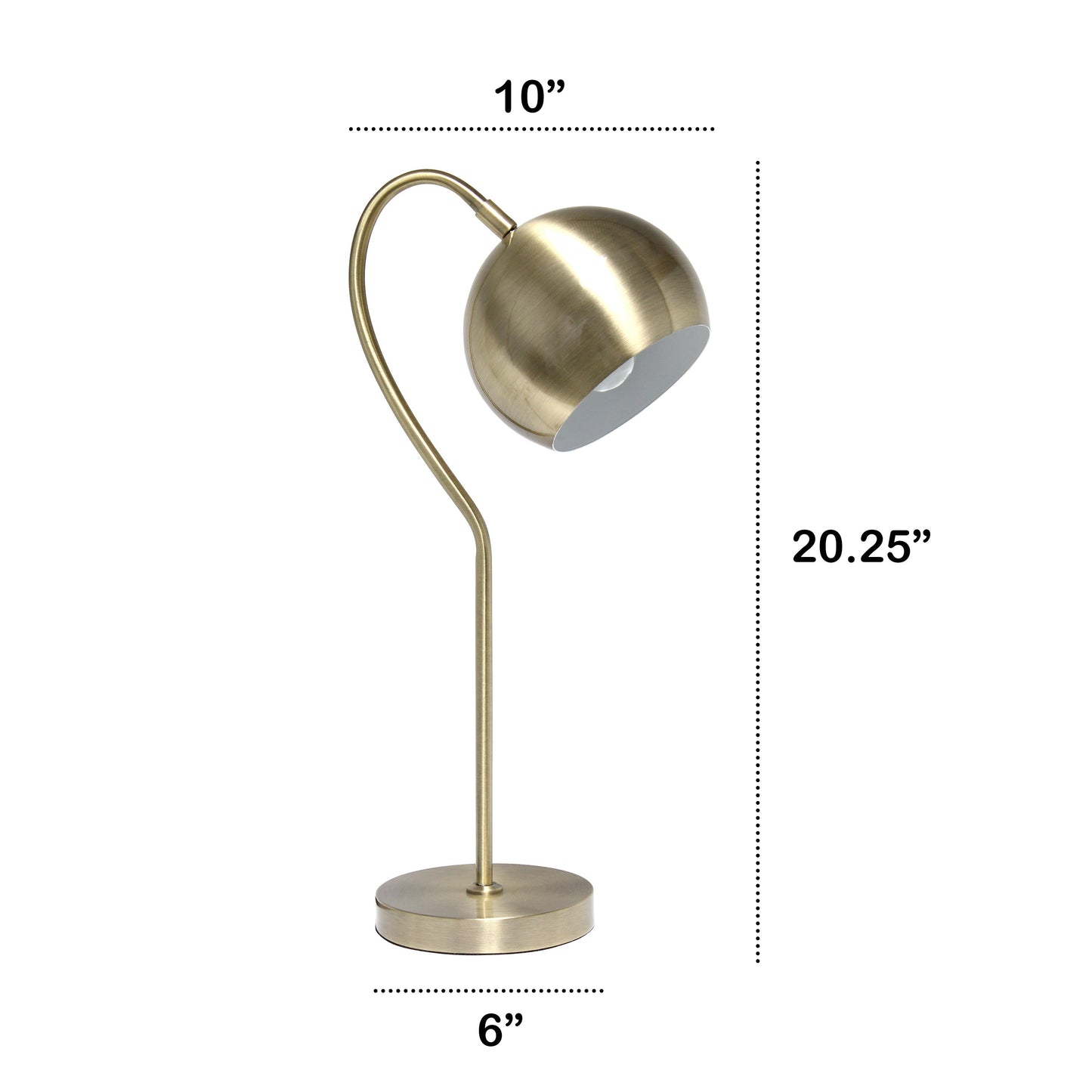 All The Rages Lalia Home Antique Brass Mid Century Curved Table Lamp With Dome Shade