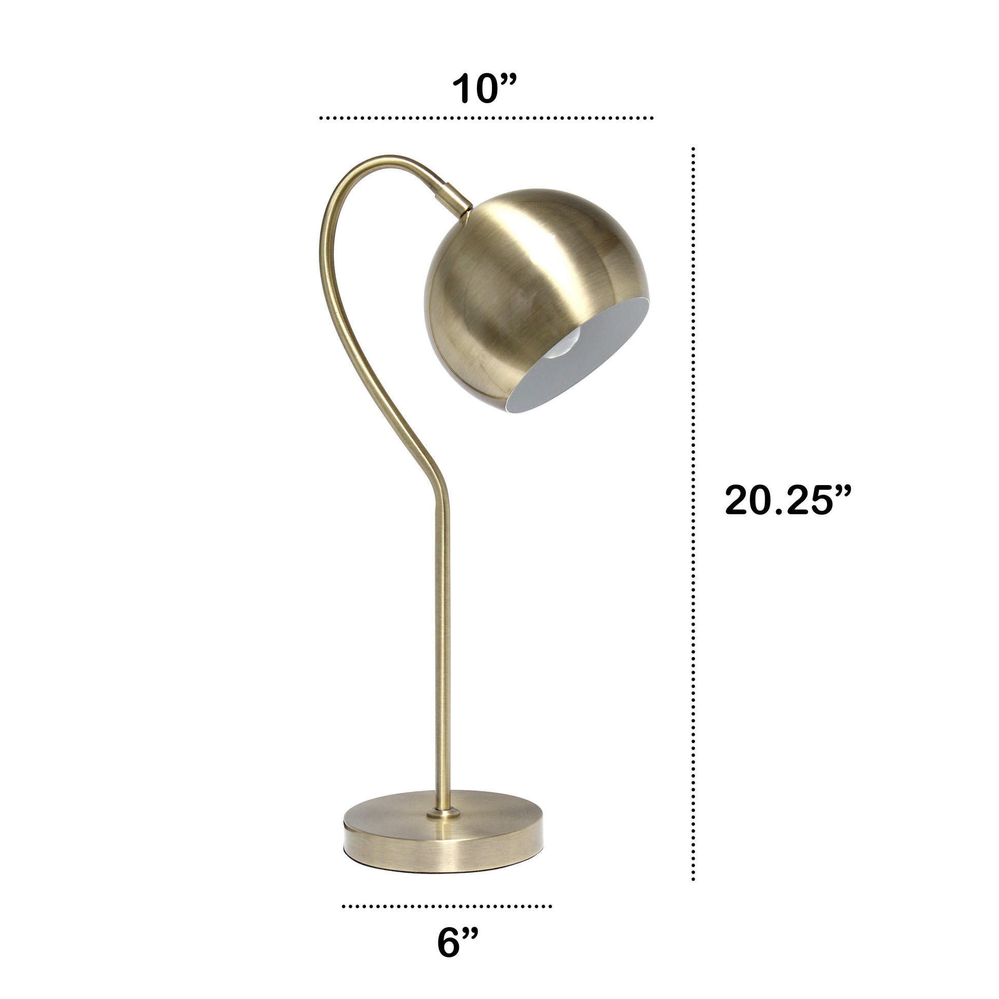 All The Rages Lalia Home Antique Brass Mid Century Curved Table Lamp With Dome Shade