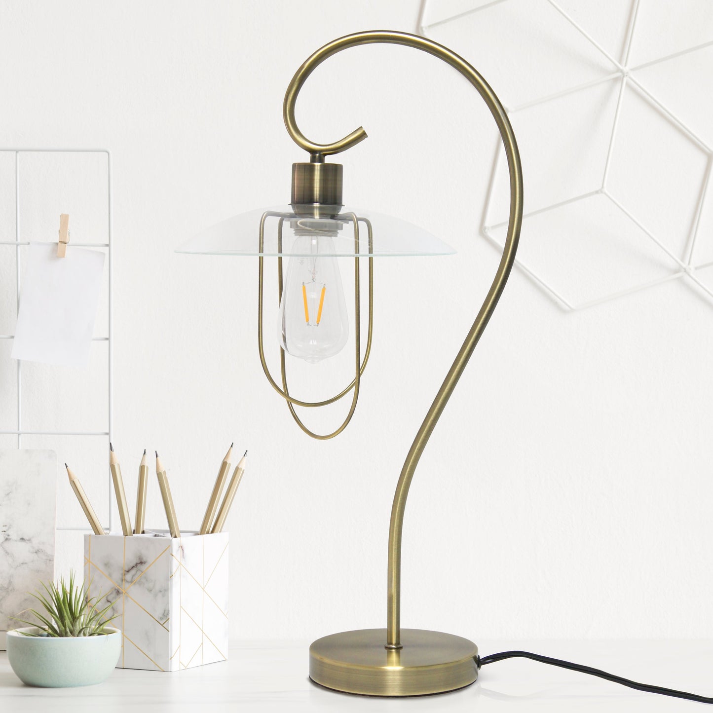All The Rages Lalia Home Antique Brass Modern Metal Scroll Table Lamp