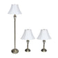 All The Rages Lalia Home Antique Brass Perennial Roma Classic Table & Floor Lamp Set With White Empire Fabric Shades