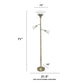 All The Rages Lalia Home Antique Brass Torchiere Floor Lamp With 2 Reading Lights & Scalloped Glass Shades