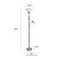 All The Rages Lalia Home Antique Brass Torchiere Floor Lamp With Reading Light & Marble Glass Shades