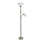 All The Rages Lalia Home Antique Brass Torchiere Floor Lamp With Reading Light & Marble Glass Shades