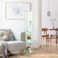 All The Rages Lalia Home Aqua Column Shelf Floor Lamp With A Linen Shade