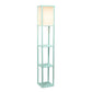 All The Rages Lalia Home Aqua Column Shelf Floor Lamp With A Linen Shade