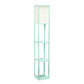 All The Rages Lalia Home Aqua Column Shelf Floor Lamp With A Linen Shade