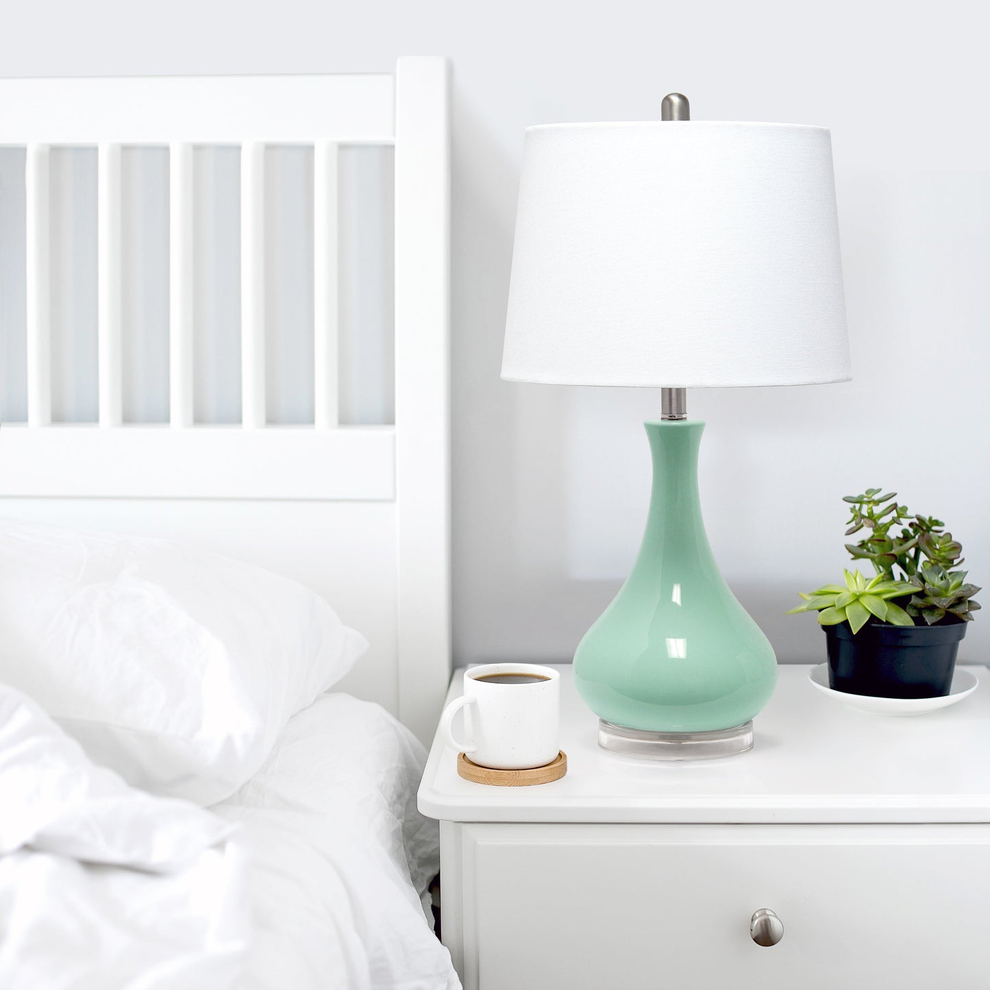 All The Rages Lalia Home Aqua Droplet Table Lamp With Fabric Shade