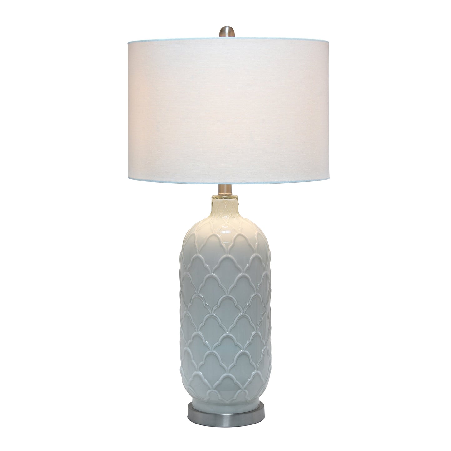 All The Rages Lalia Home Argyle Classic White Table Lamp With Fabric Shade