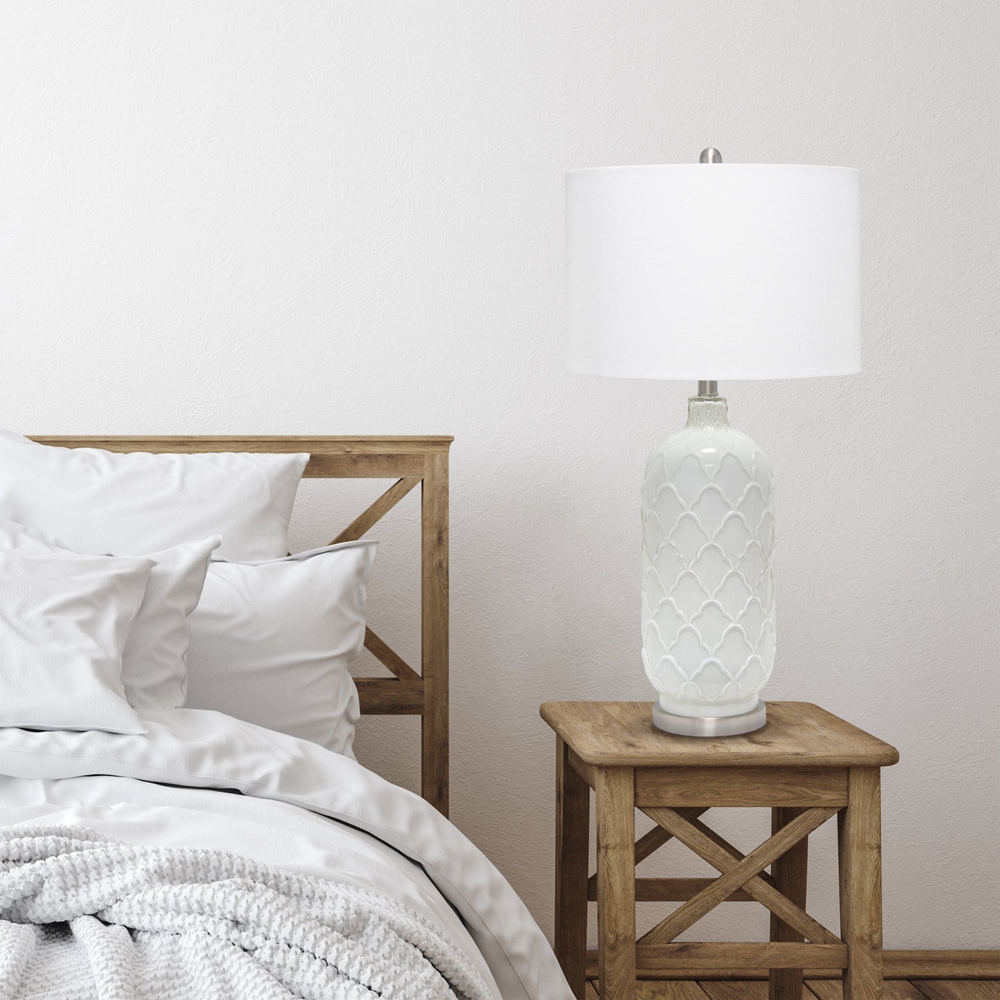 All The Rages Lalia Home Argyle Classic White Table Lamp With Fabric Shade