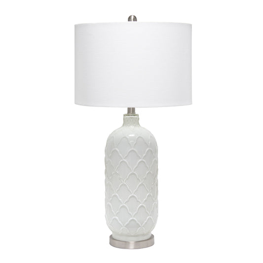 All The Rages Lalia Home Argyle Classic White Table Lamp With Fabric Shade