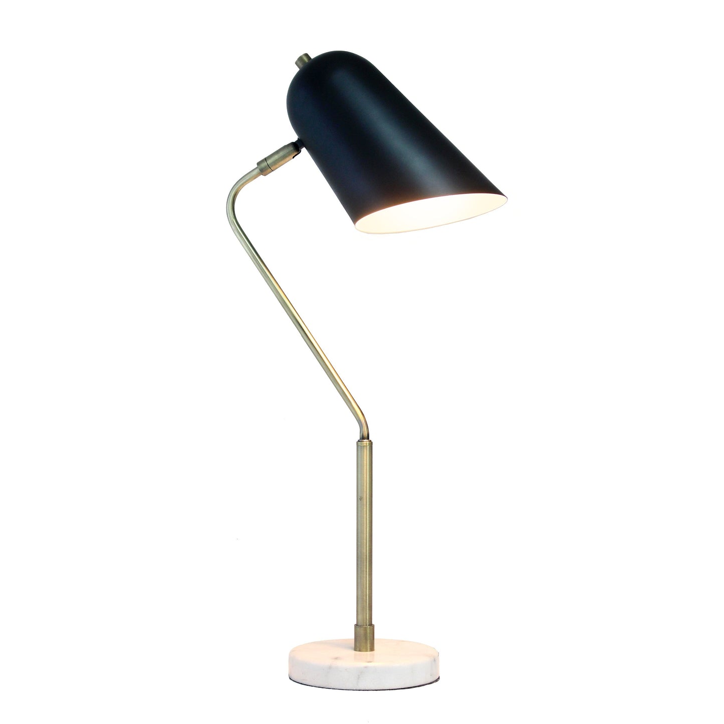 All The Rages Lalia Home Asymmetrical Marble & Metal Table Lamp With Black Sloped Shade