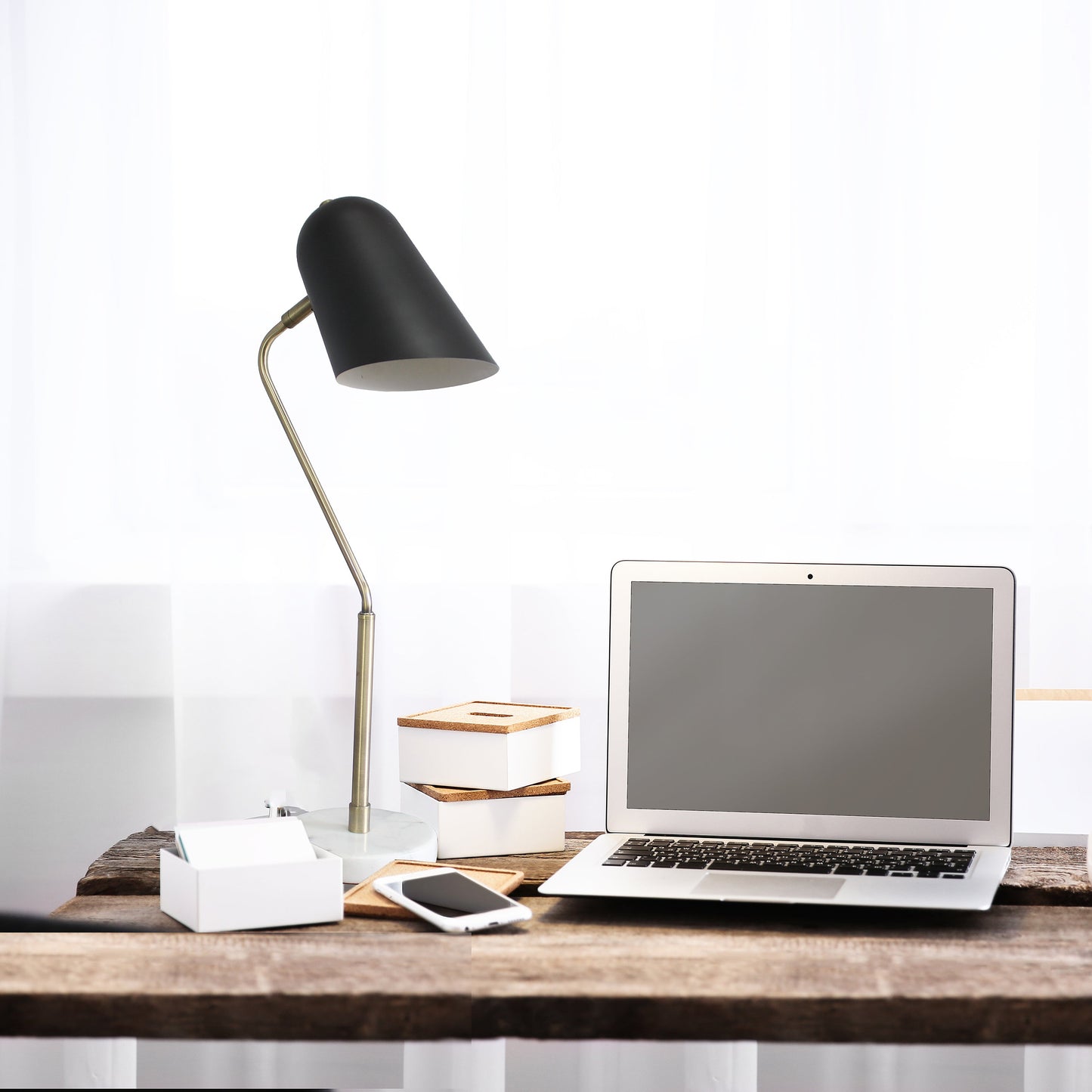 All The Rages Lalia Home Asymmetrical Marble & Metal Table Lamp With Black Sloped Shade