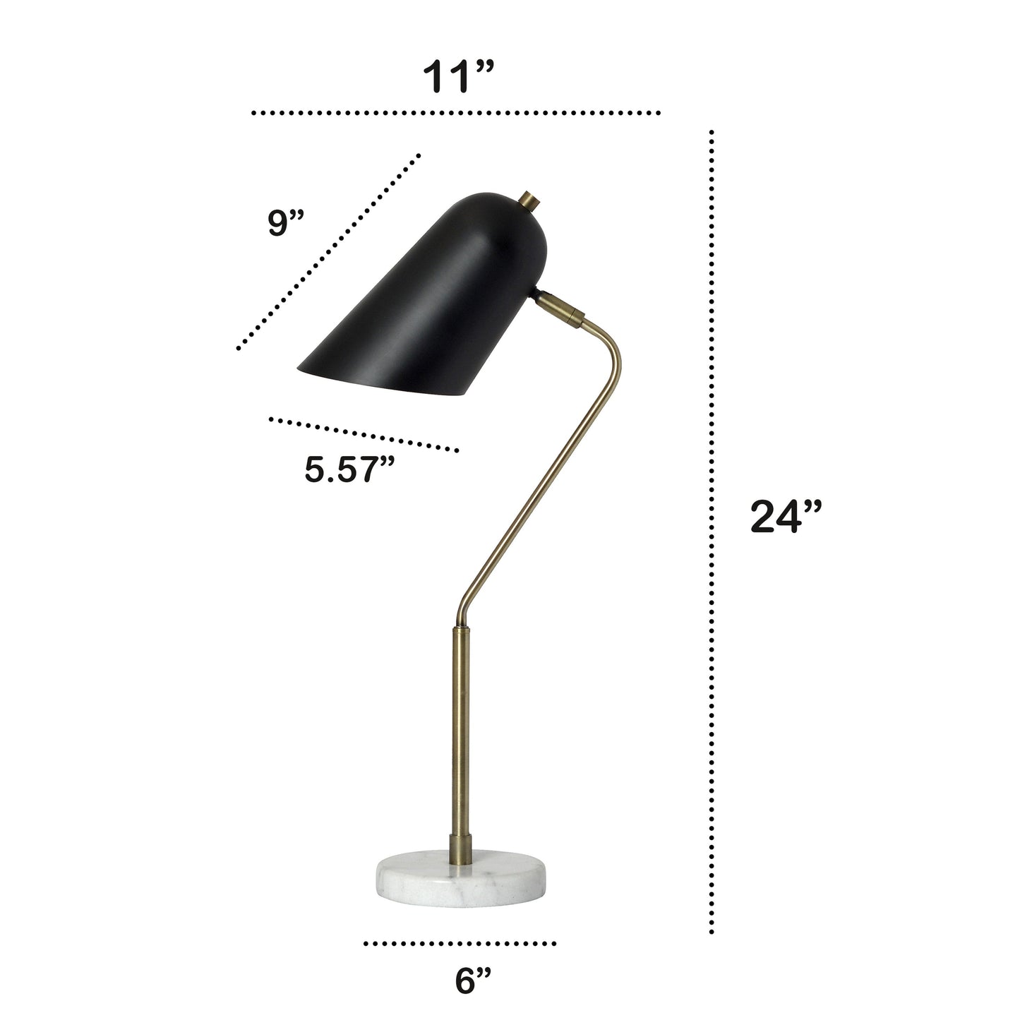 All The Rages Lalia Home Asymmetrical Marble & Metal Table Lamp With Black Sloped Shade