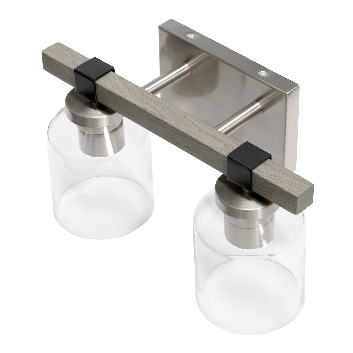 All The Rages Lalia Home Barnlit Brushed Nickel & Gray 2-Light Vanity Light With Clear Glass Shades