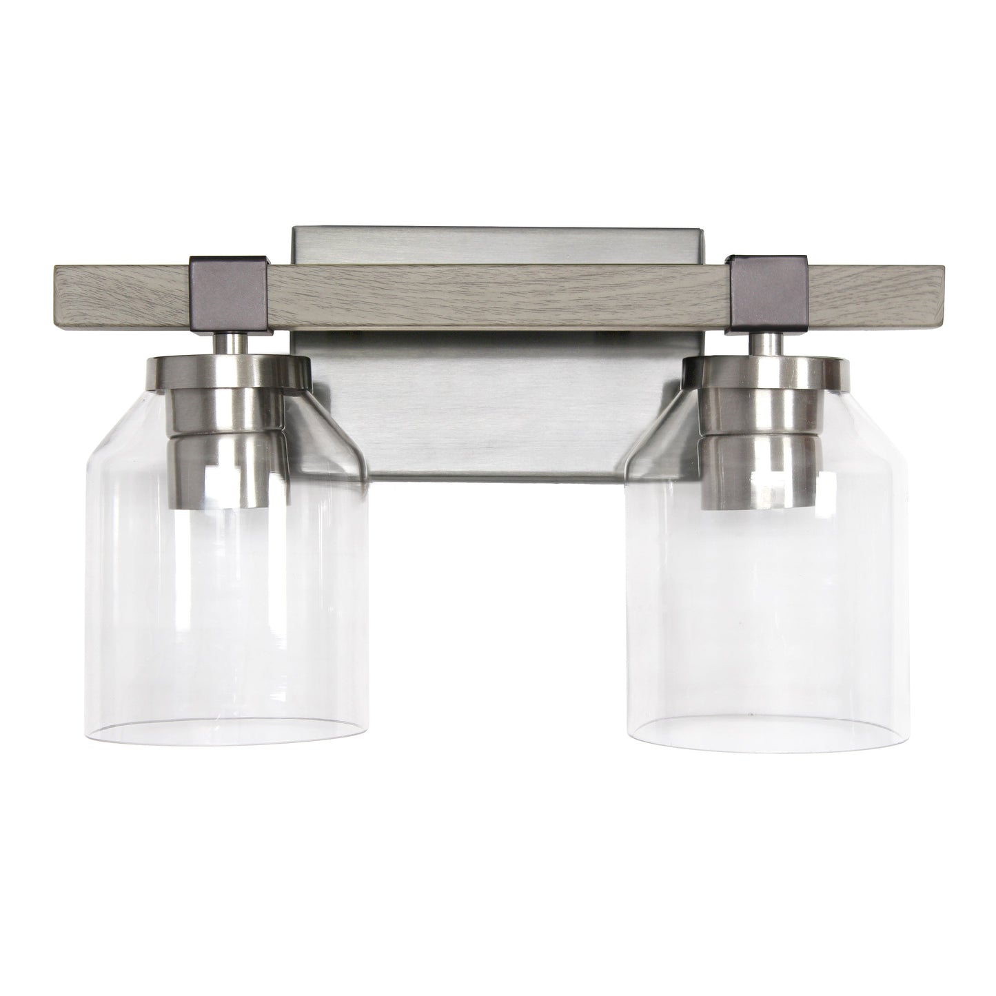 All The Rages Lalia Home Barnlit Brushed Nickel & Gray 2-Light Vanity Light With Clear Glass Shades
