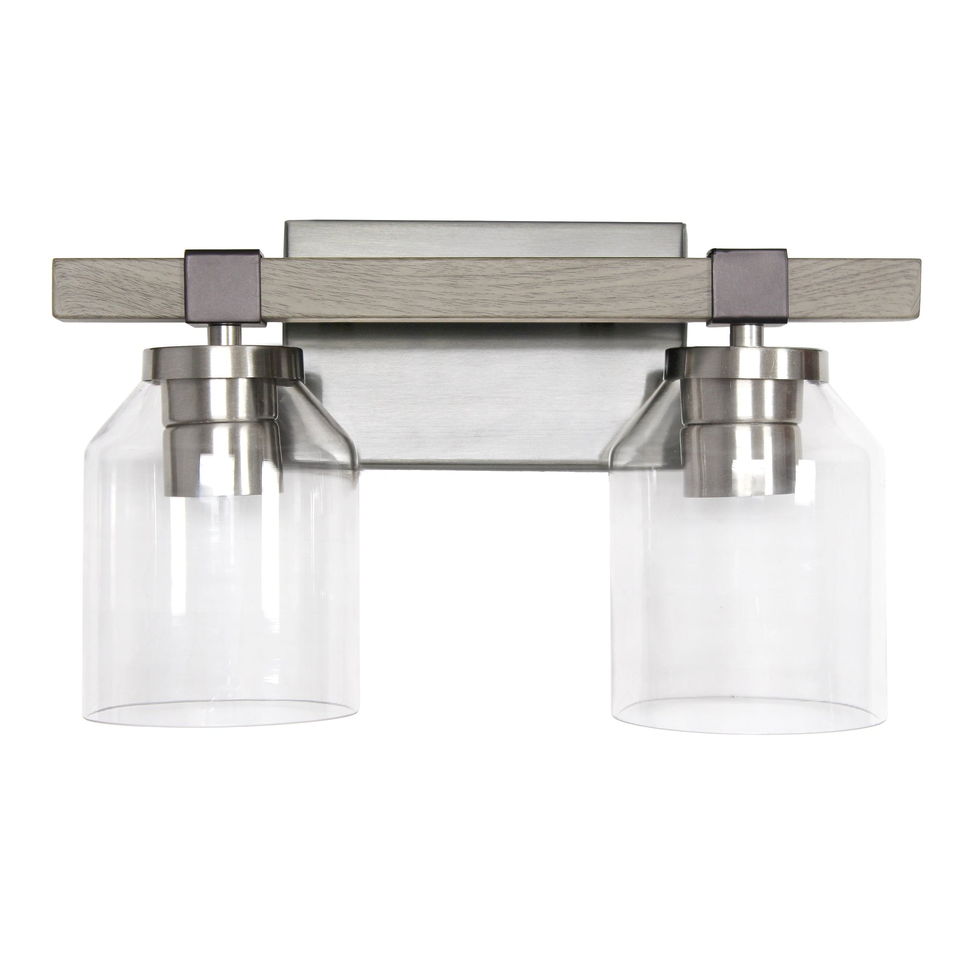 All The Rages Lalia Home Barnlit Brushed Nickel & Gray 2-Light Vanity Light With Clear Glass Shades