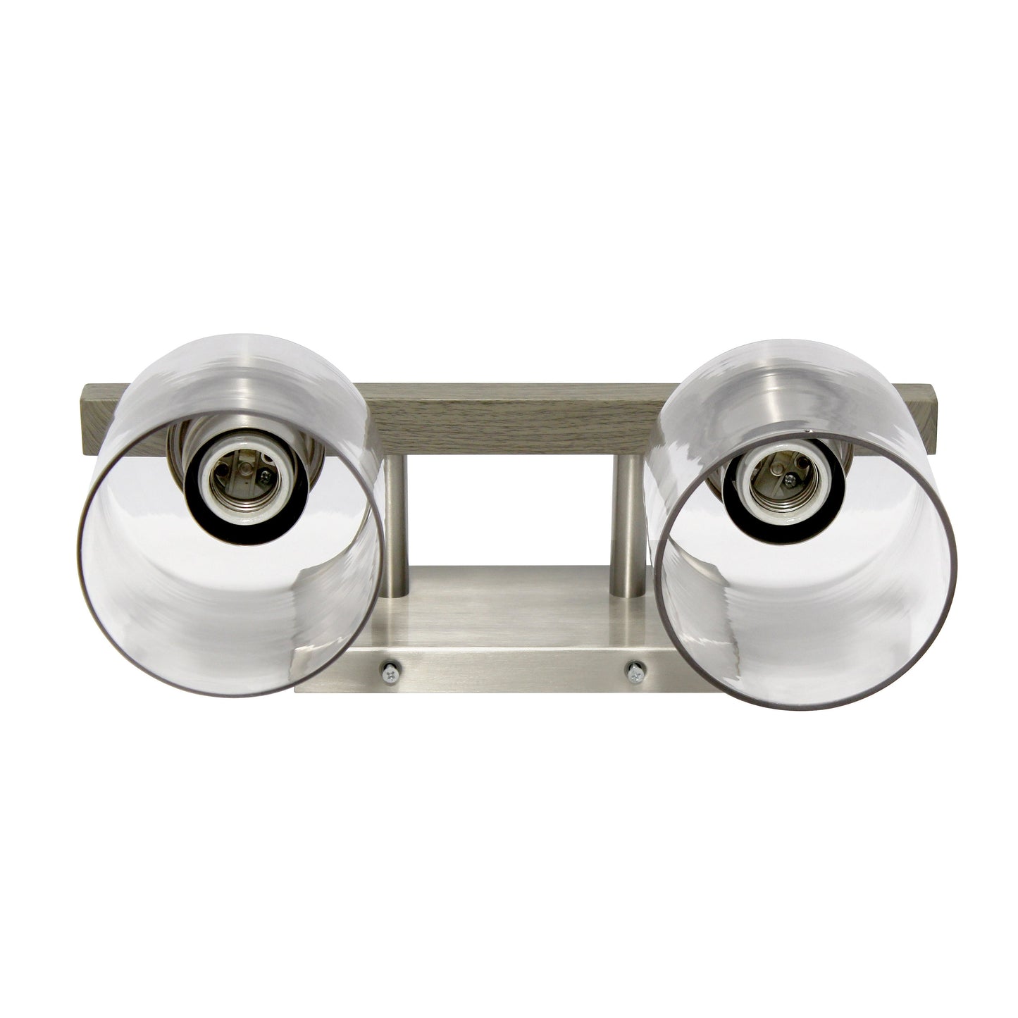 All The Rages Lalia Home Barnlit Brushed Nickel & Gray 2-Light Vanity Light With Clear Glass Shades
