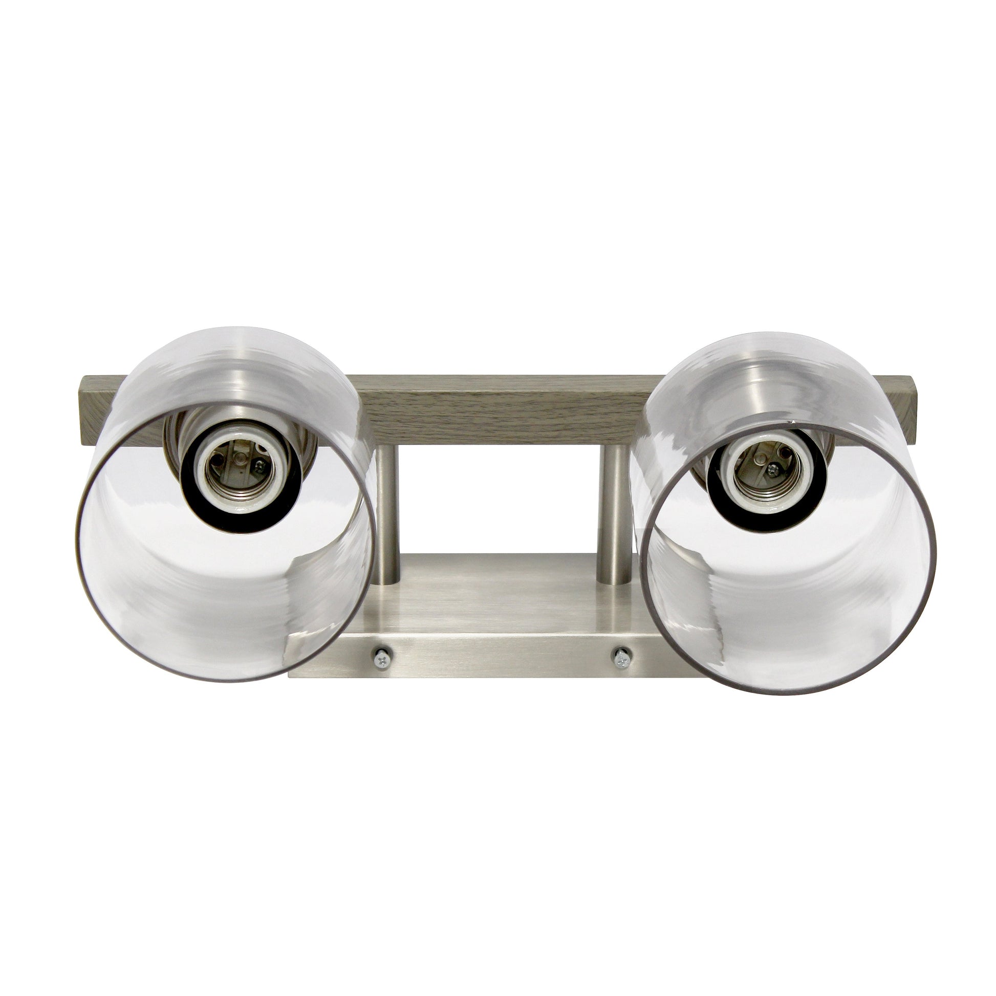 All The Rages Lalia Home Barnlit Brushed Nickel & Gray 2-Light Vanity Light With Clear Glass Shades